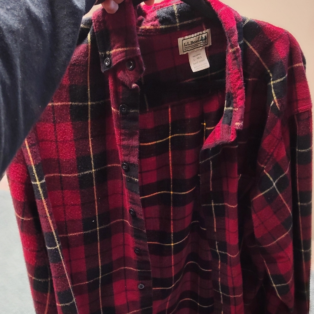 L.L. Bean Red Plaid Flannel Shirt